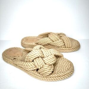 H&M Tan Woven Sandals with Knot Detail Size 37 or 6